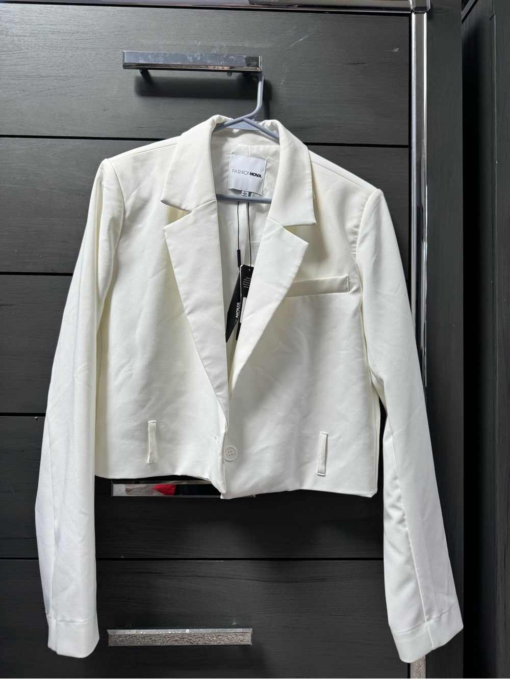 NWT FASHION NOVA Women's White Cropped Blazer